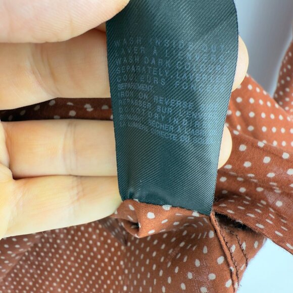 ALLSAINTS Spitalfields Brown/Red Slim Fit Polka Dot Cotton Modern Shirt XS - Picture 7 of 8